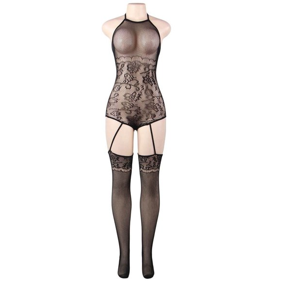 Split Long Sleeve Sexy Fishnet BodyStocking - Picture 5 of 10